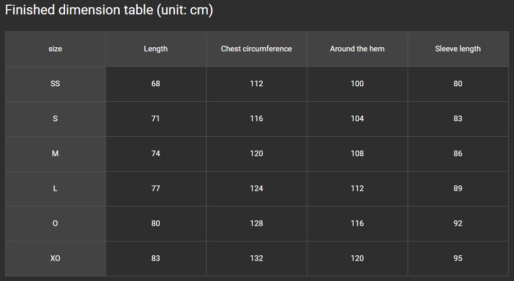 Rebant jacket size